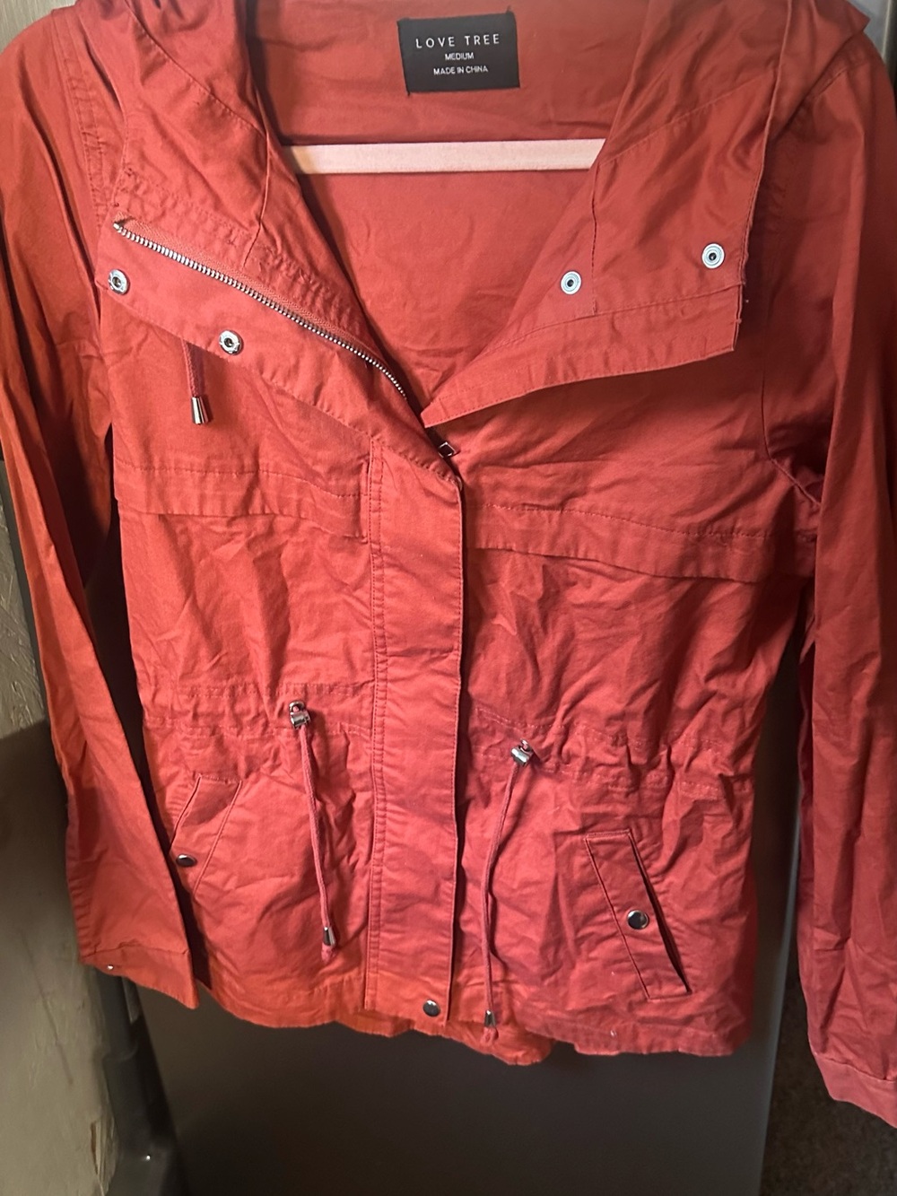 Lightweight Hooded Utility Jacket - Rust Orange - Picture 3 of 3